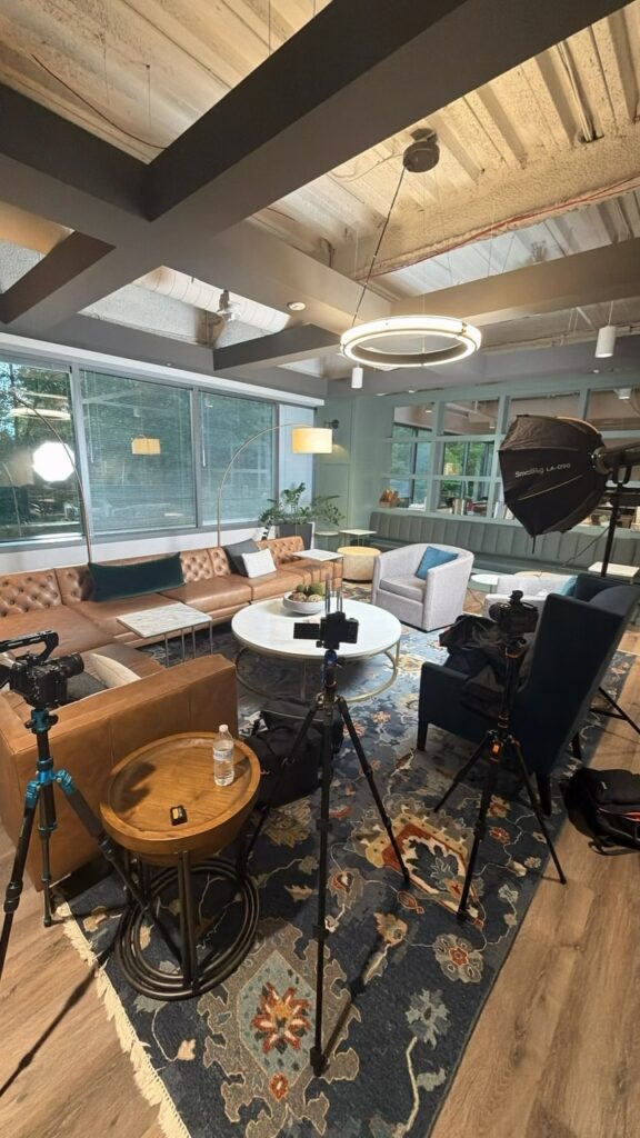 Lighting and camera setup for a client content shoot
