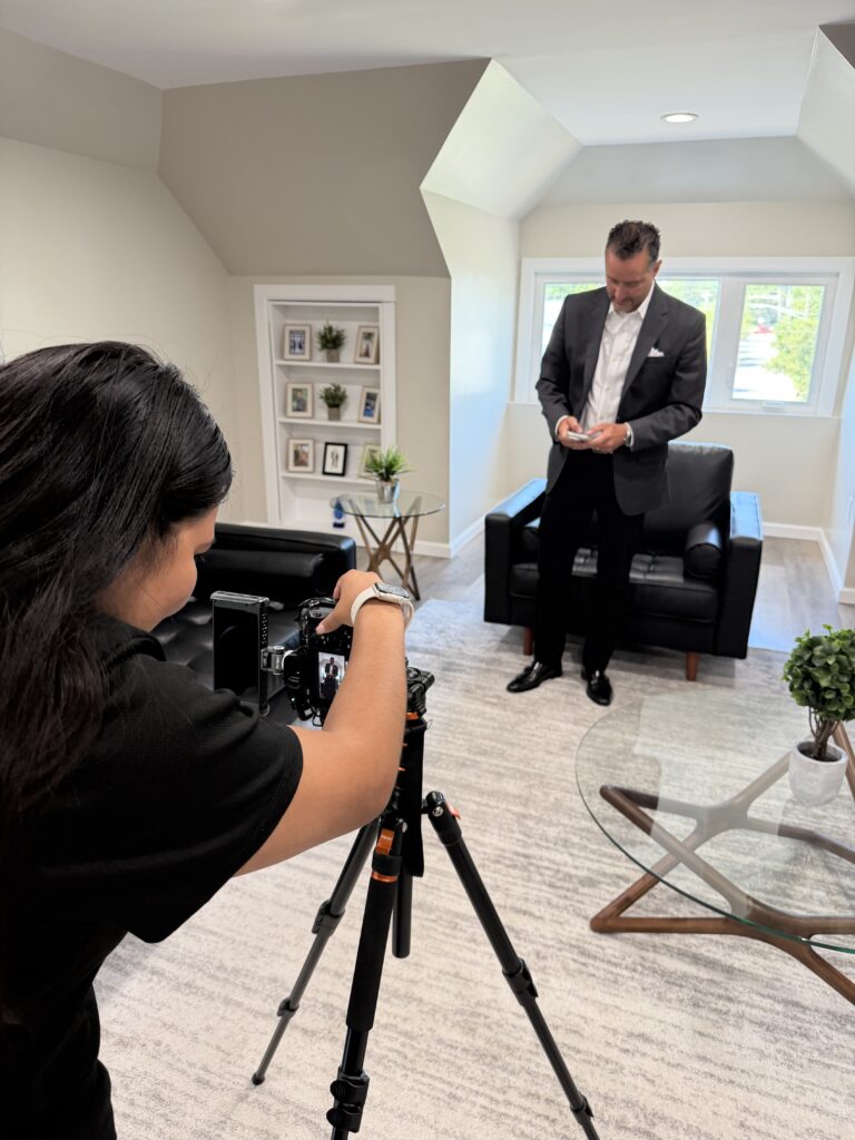 Maze filming a client spotlight video