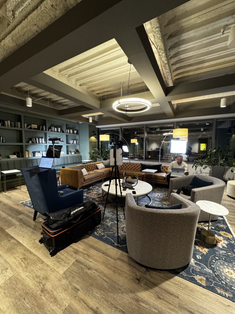 Client lounge set for a Maze brand shoot