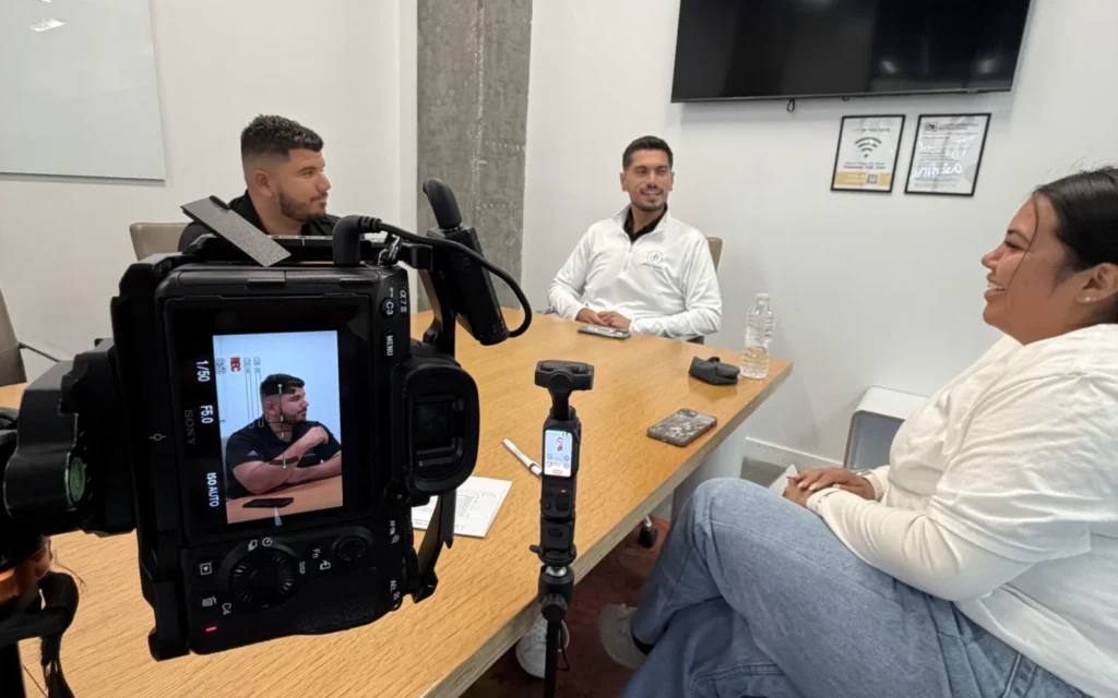 Maze Marketing Development filming a client interview for search and AI visibility content