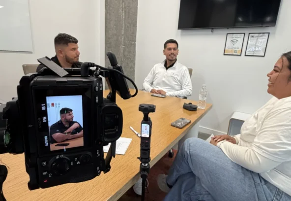 Maze Marketing Development filming a client interview for search and AI visibility content