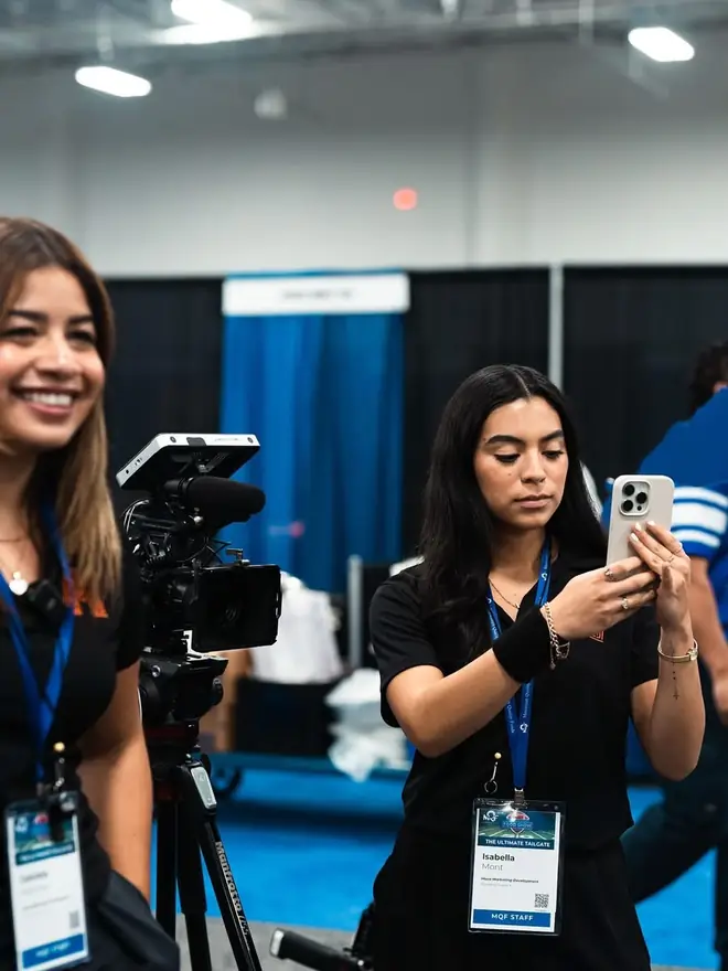 Maze Marketing team filming content at the Maximum Quality Foods food show